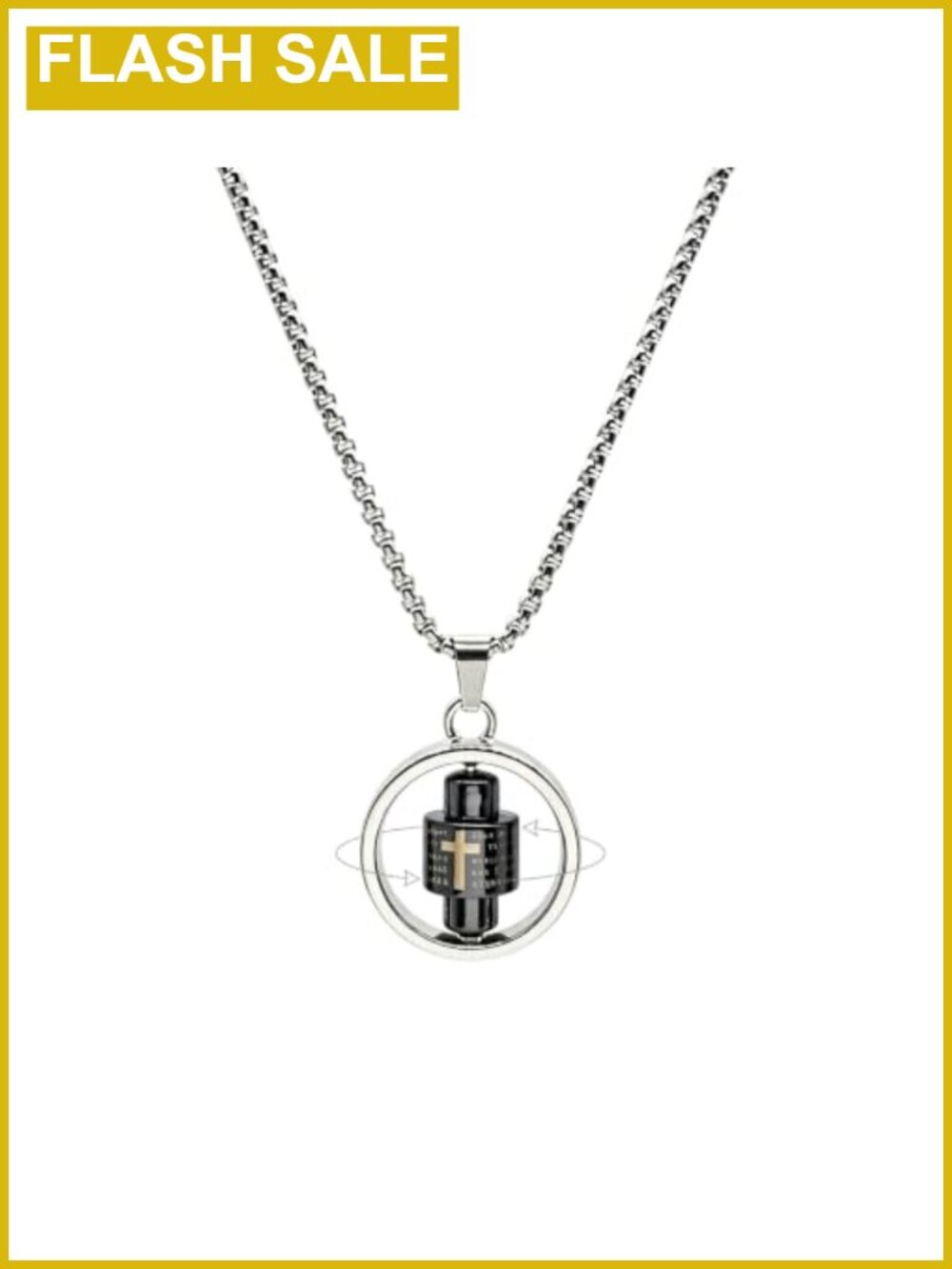 Sensory Fidget Necklace Rotatable Bible Verse Pendant Stainless Steel